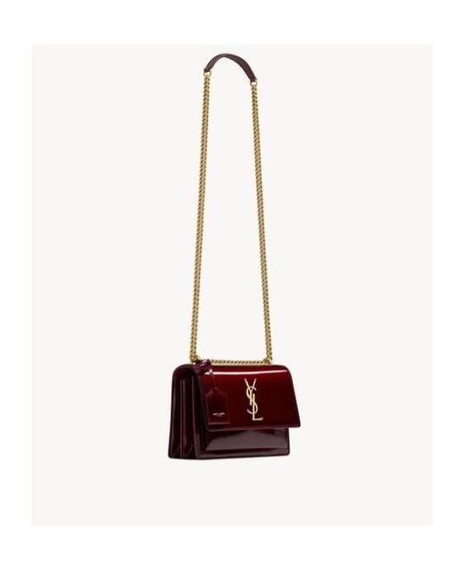 Saint Laurent Red Sunset Folover Top Small Shoulder Bag