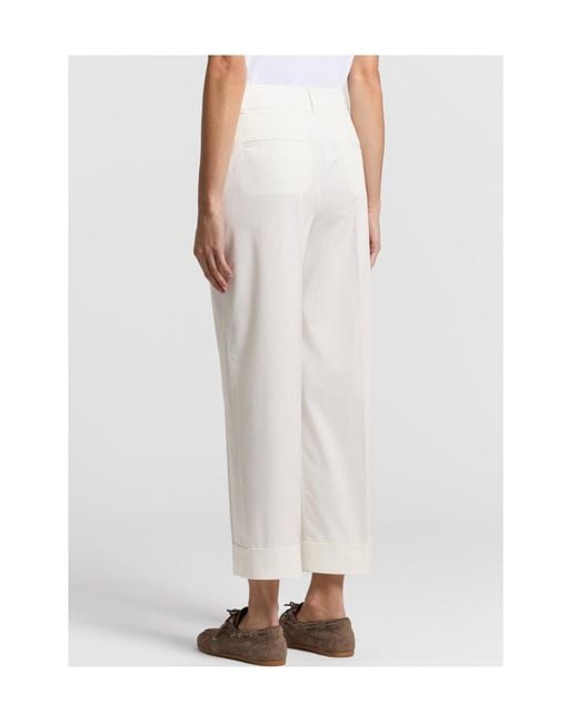 Peserico White Cuffed Trousers