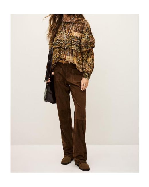 Ba&sh Brown Wide-Leg Casual Pants