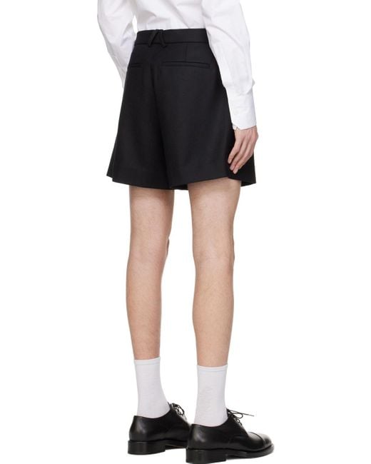 16Arlington Black Pleated Zipper Shorts for men