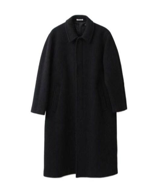 Auralee Black Lapel Wool Coat for men