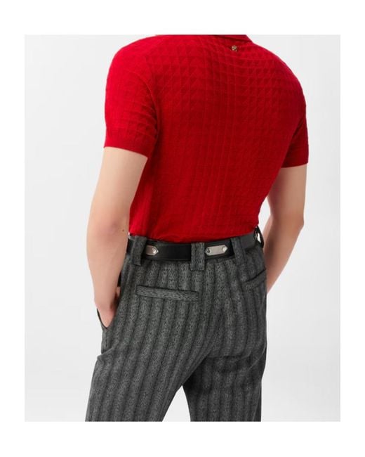 Versace Red Wool Knit Polo for men