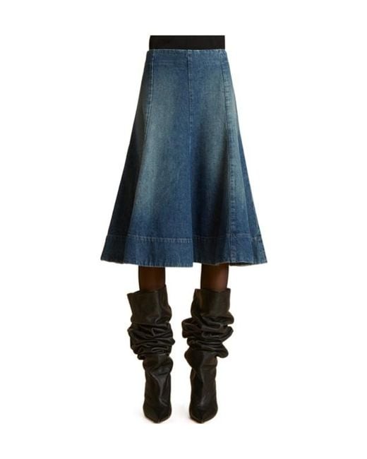 Khaite Blue The Lennox Low-Rise Denim Skirt