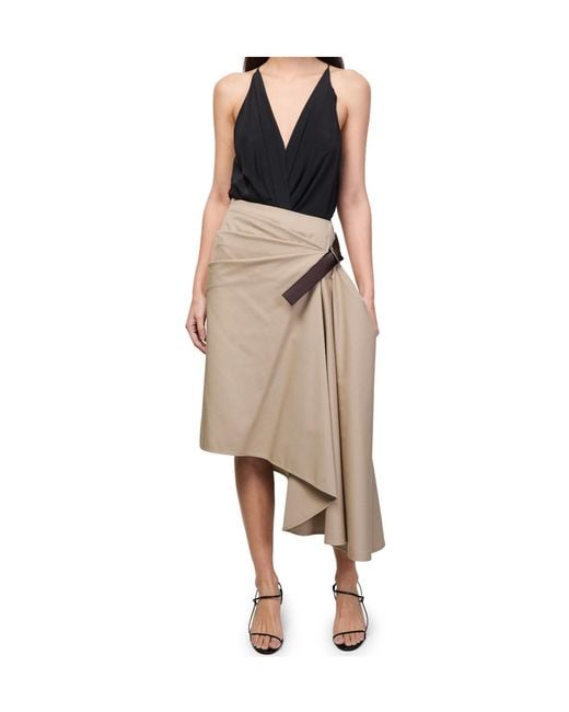 Loewe Natural Cotton And Silk Belted Skirt