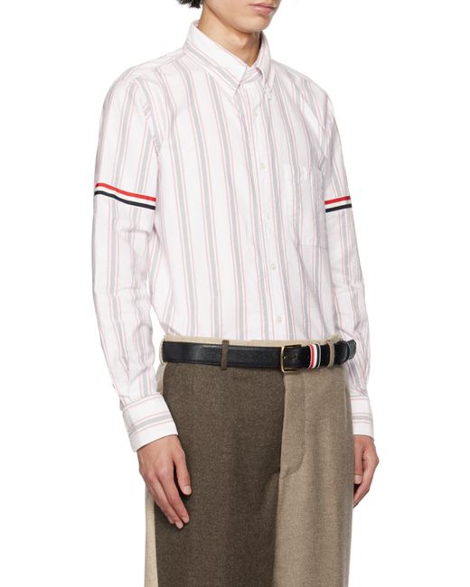 Thom Browne White Stripe Detailed Button-Up Shirt for men