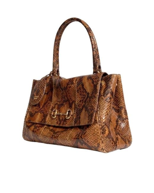 Gucci Brown Paparazzo Python Medium Top Handle Bag