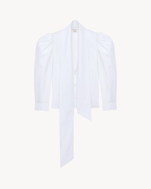 Saint Laurent White Ballon-Sleeve Blouse