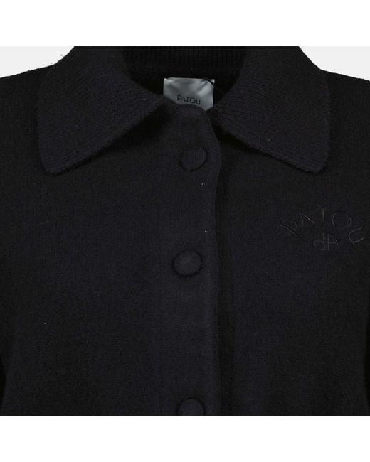 Patou Black Buttoned-Up Wool Cardigan