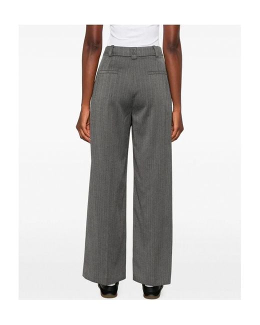 Patrizia Pepe Gray Herringbone Pinstripe Trousers