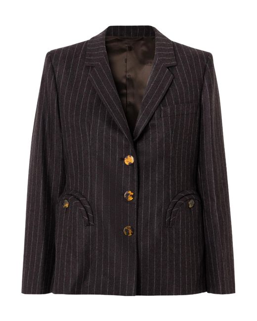 Blazé Milano Black Akira Pinstriped Wool And Cashmere-Blend Blazer