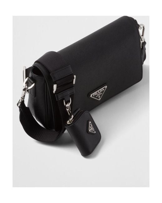 Prada Black Saffiano Leather Shoulder Bag for men