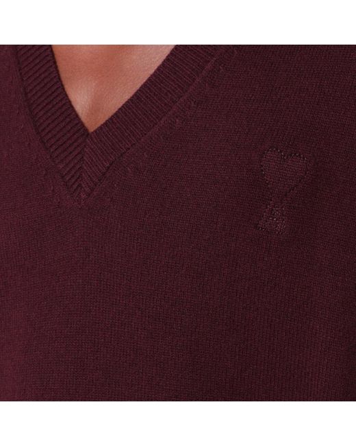 AMI Purple V-Neck Sweater for men