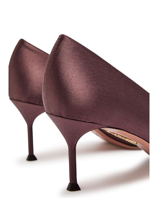 Aquazzura Brown Purist 65 Satin Pumps