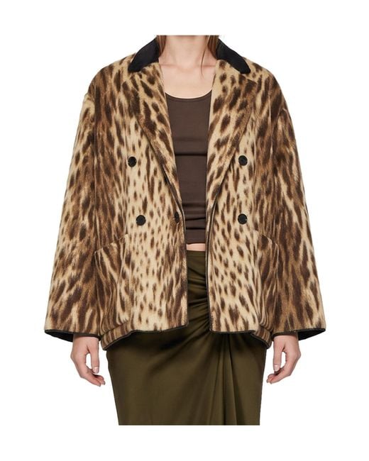 Forte_forte Brown Royal Leopard Double-Breasted Coat