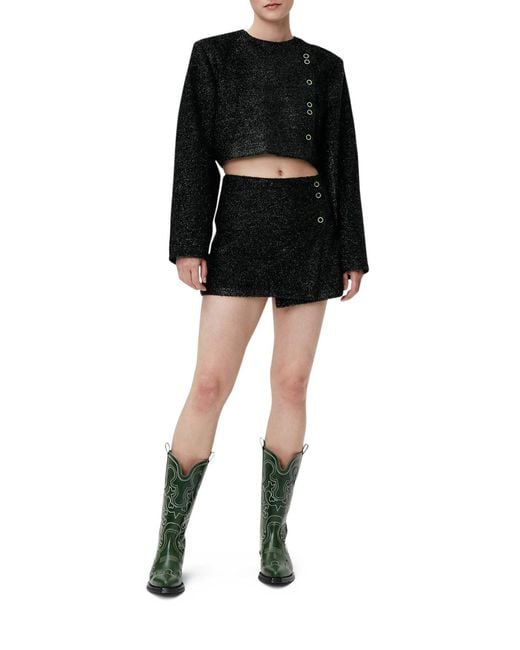 Ganni Black Button-Up Cropped Jacket
