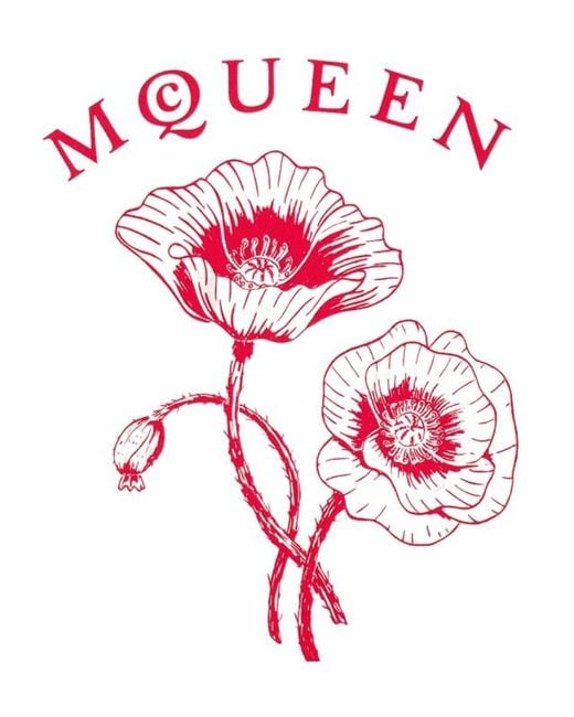 McQueen White Logo Flower Printed Crewneck T-Shirt for men