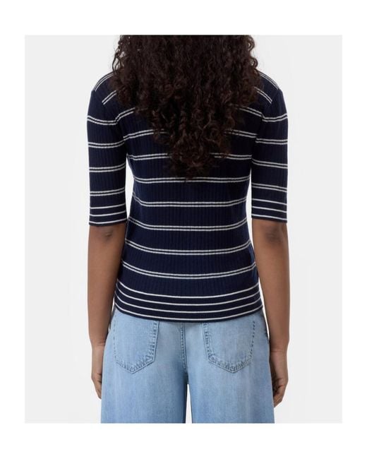 Closed Blue Striped Short-Sleeve Polo Top