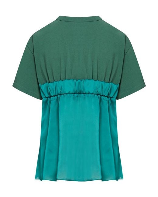 Sacai Green Panelled Jersey T-Shirt