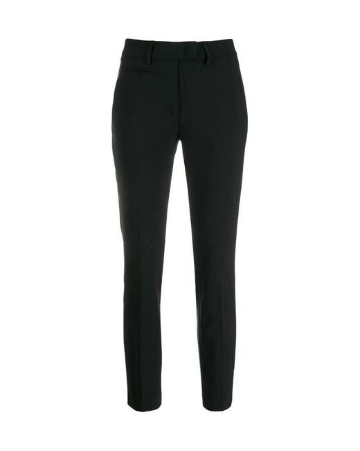 Dondup Black Logo-Plaque Cropped Slim-Fit Trousers
