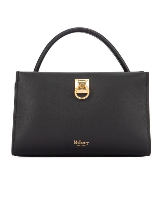 Mulberry Black Logo Printed Mini Iris Classic Tote Bag