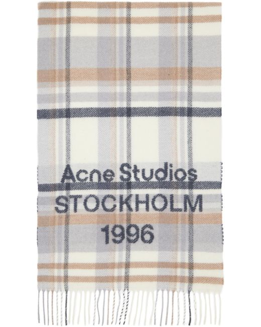 Acne White Logo Scarf for men