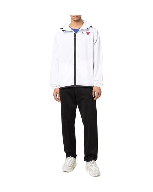 COMME DES GARÇONS PLAY White Comme Des Garçons Play X K-Way Logo Printed Hooded Jacket