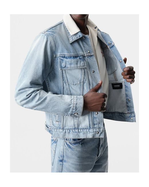Amiri Blue Japanese Selvedge Trucker Jacket for men