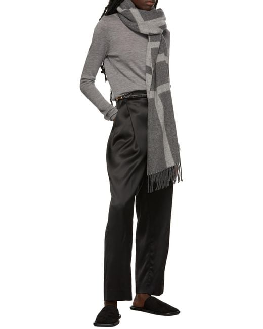 Totême Gray Totême Panelled Fringed Scarf