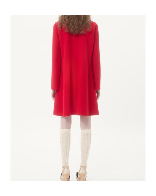 Valentino Red Button-Up A-Line Hem Coat
