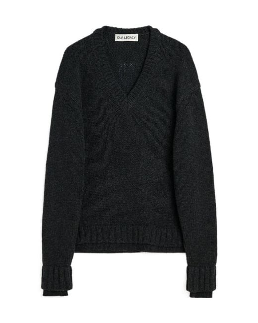 Our Legacy Black False V-Neck Jumper for men