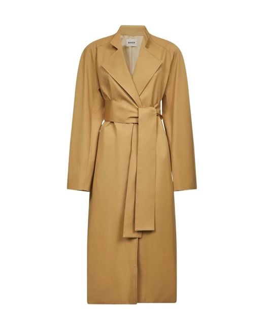Khaite Natural Belted Raglan-Sleeve Coat