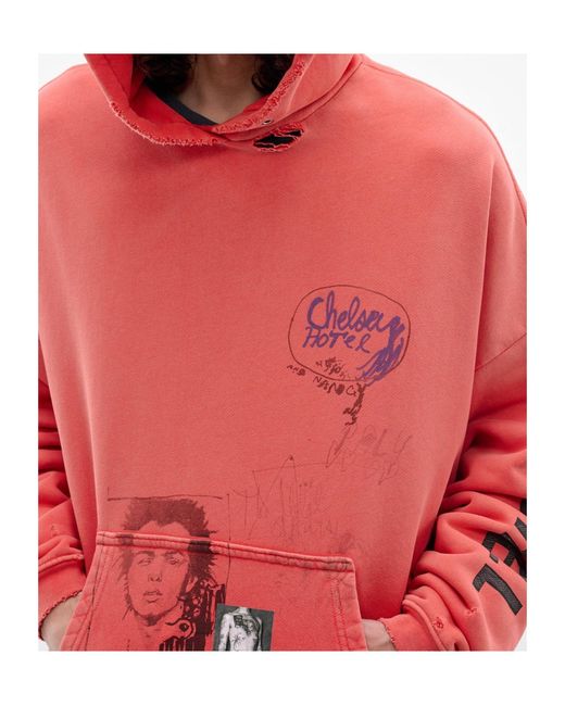 Paly Hollywood Red Patterned Printed Hoodie for men