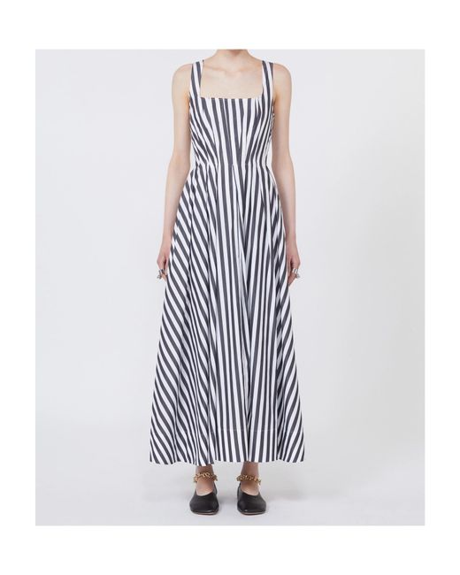 Sportmax White Fit-And-Flare Cotton-Poplin Dress With Square Neckline