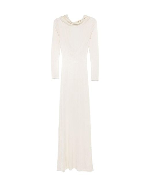 AYA MUSE White Fine-Knit Ultra-Long Dress