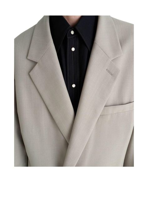 Lemaire Gray Double-Breasted Long Sleeved Blazer for men