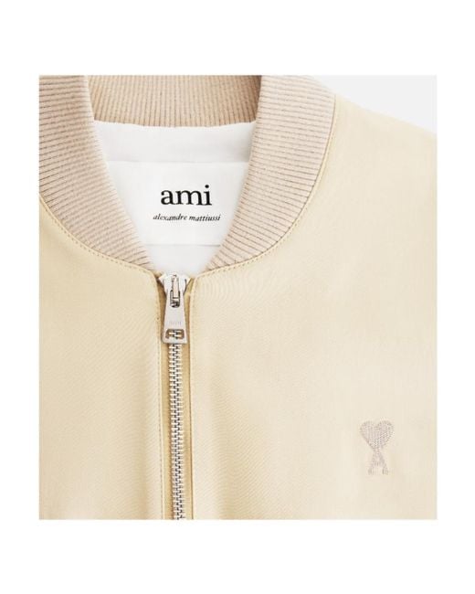 AMI Natural Ami De Coeur Zipped Bomber Jacket for men