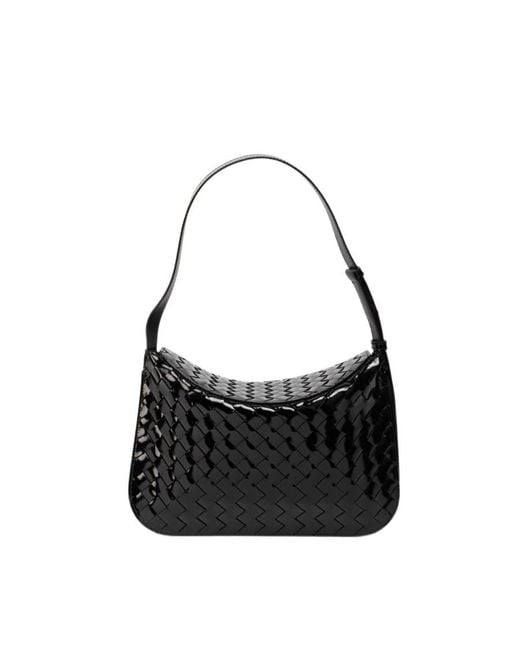 Bottega Veneta Black Flap Woven Leather Shoulder Bag