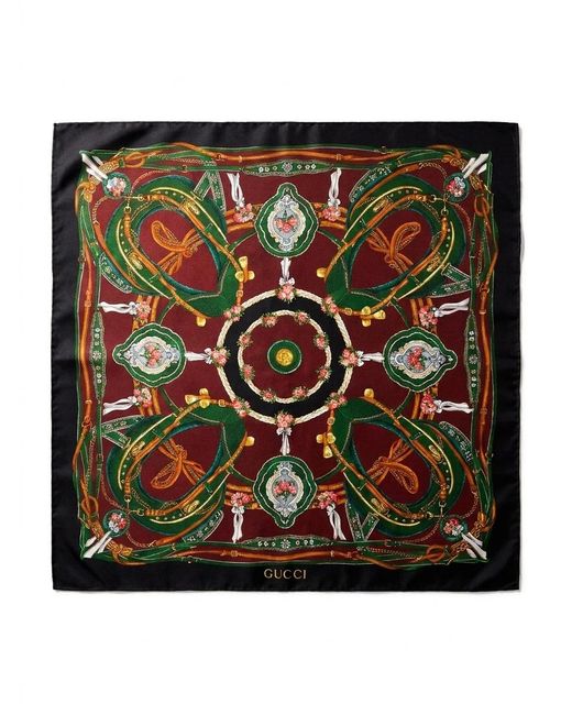 Gucci Black 'Salon Privé' Printed Silk Carré