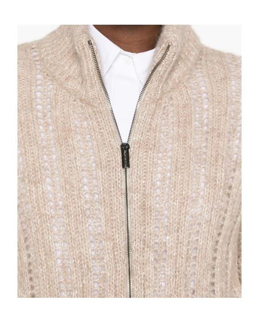 Peserico Natural Open-Knit Zip-Up Cardigan