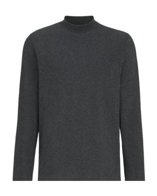 Brunello Cucinelli Gray Long-Sleeve Mock-Neck T-Shirt for men