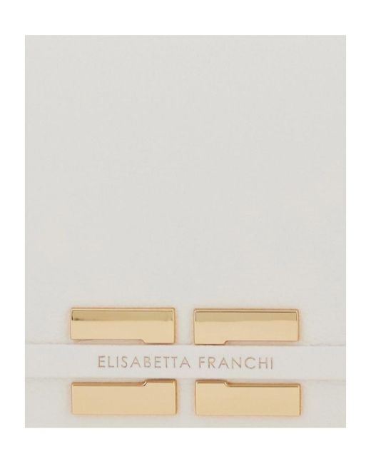 Elisabetta Franchi White Chain Strap Logo Clutch Bag