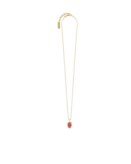 Saint Laurent White Strawberry Chained Necklace