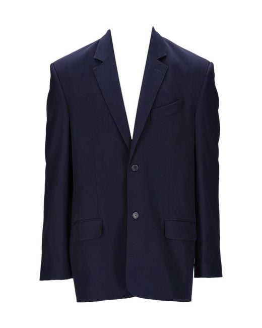 Balenciaga Blue Buttoned Long-Sleeved Blazer for men