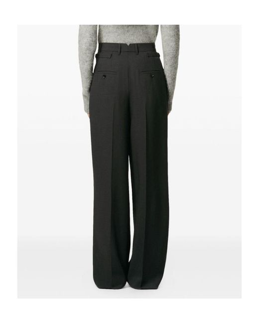 AMI Black Wool High Waist Wide Pants