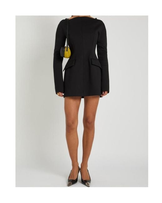 Sportmax Black Cold Shoulder Woven Mini Dress