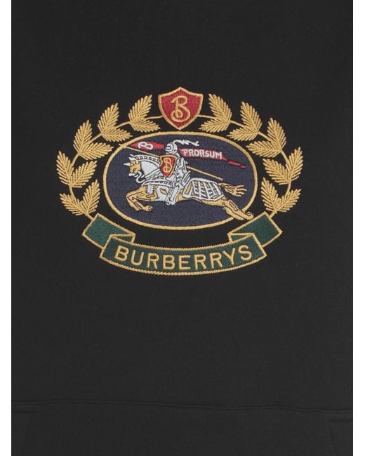 Burberry Black Embroidery Logo Hooded Hooded Hoodie