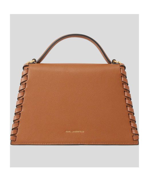 Karl Lagerfeld Brown Medium Signature Crossbody Bag
