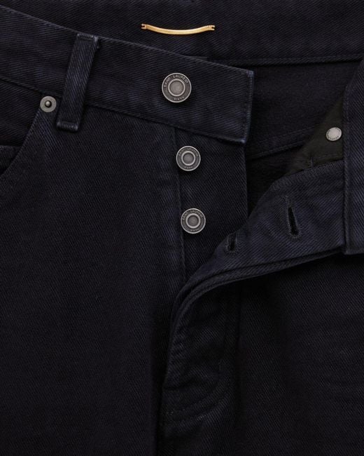 Saint Laurent Blue Logo Patch Wide-Leg Jeans
