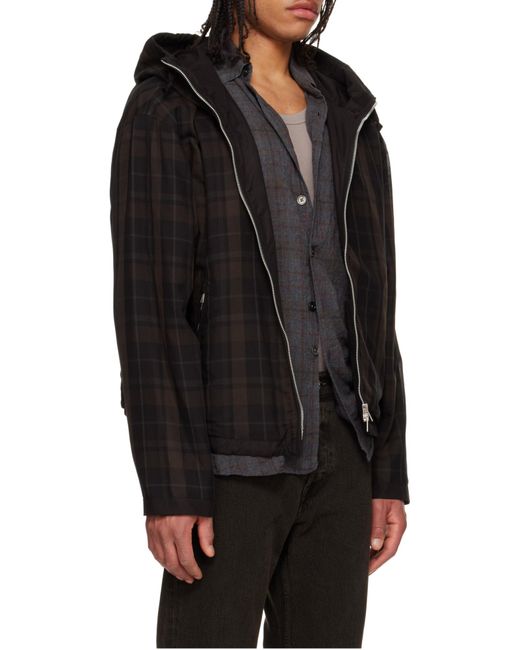 Our Legacy Black Check Hooded Jacket for men