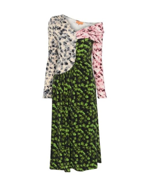 Stine Goya Green One Shoulder Print Dress
